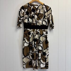 Y2K Dressbarn Womens Geometric Artsy Baby Doll Midi Dress Size 6 Corpcore Career